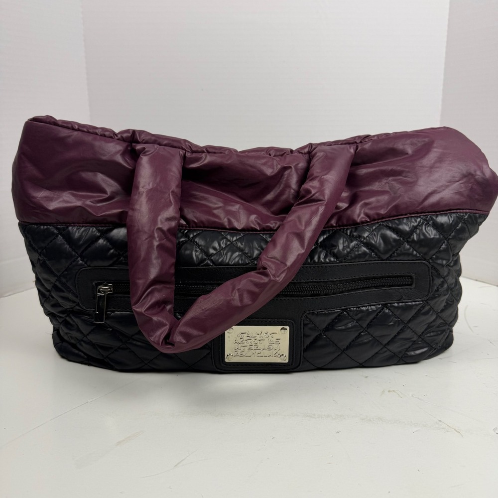 Italyist Artist De Interview Recycling Puffer Tote Bag Quilted Black Plum Large